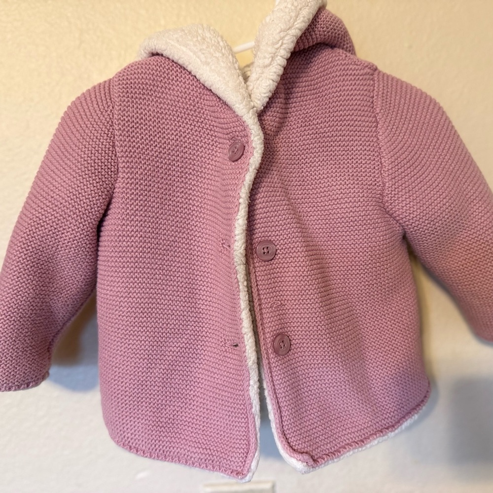 Pink Knit Baby Jacket with Hood
